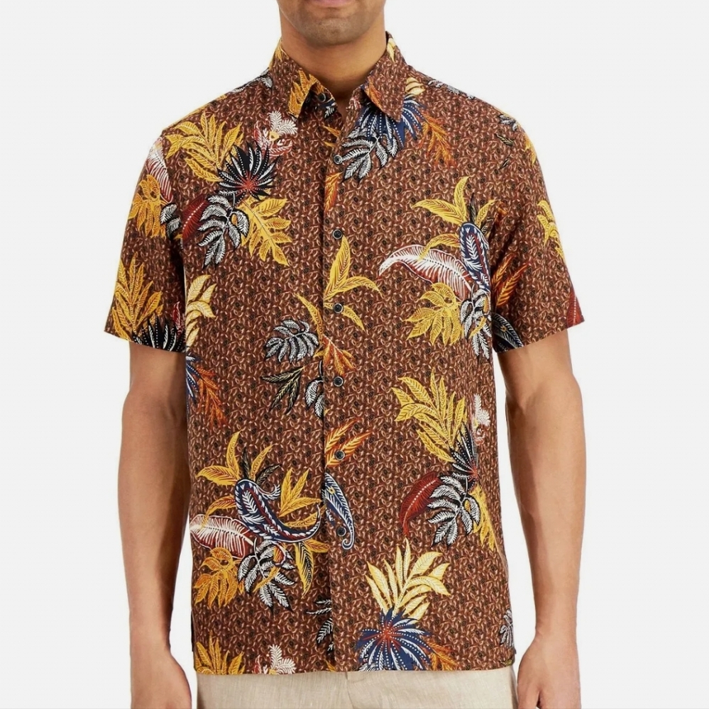 *Host Pick* Tasso Elba silk tropical print shirt - Picture 1 of 1